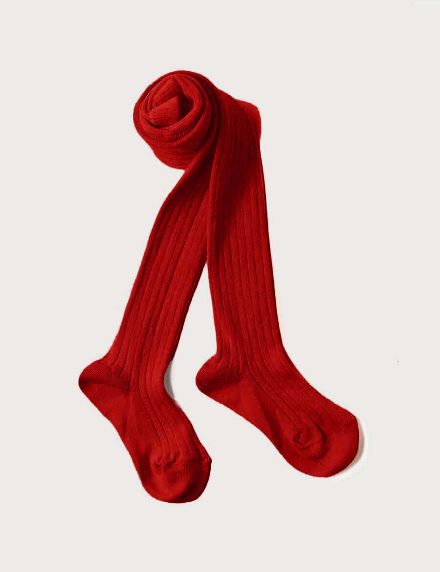 Ribbed Tights in Red (0mths-10yrs) Tights from Pepa London