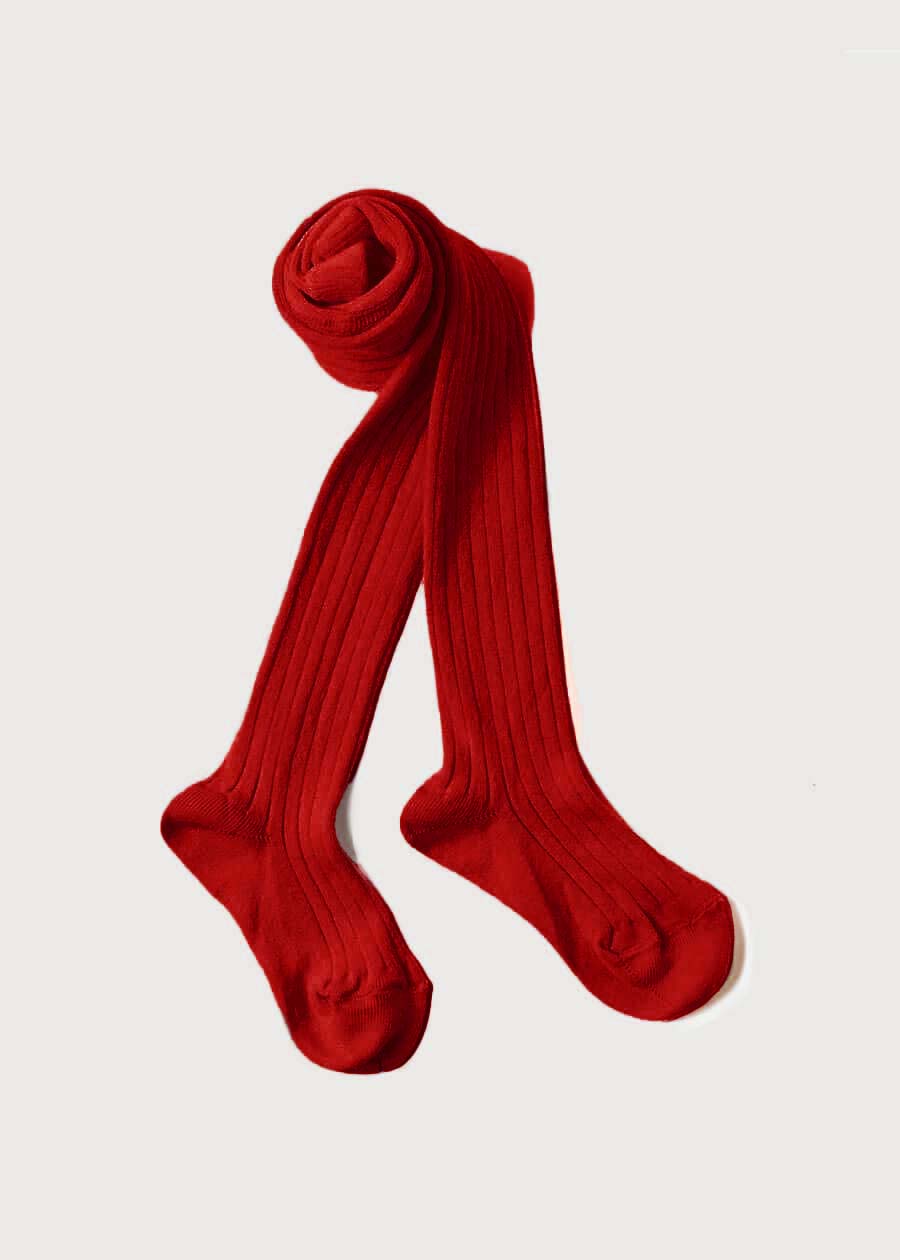 Ribbed Tights in Red (0mths-10yrs) Tights from Pepa London