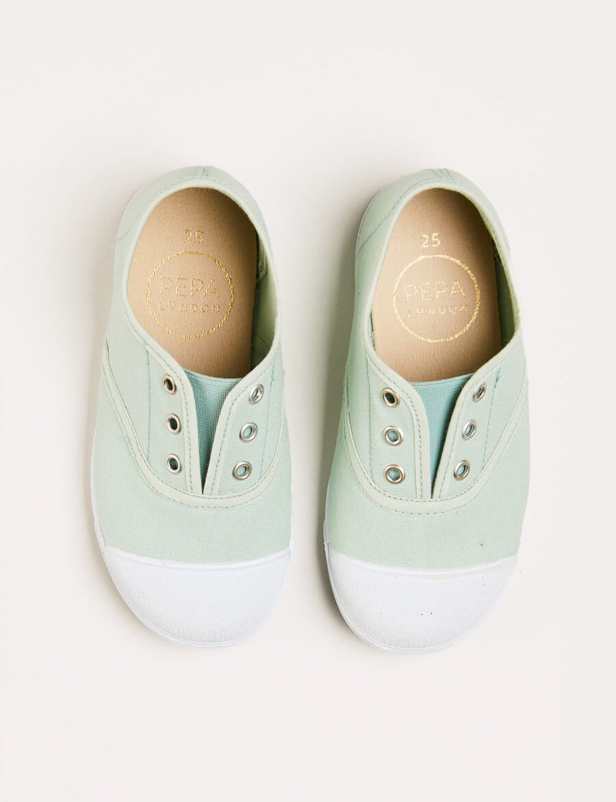 Canvas Plimsolls in Green (20-34EU) Shoes  from Pepa London