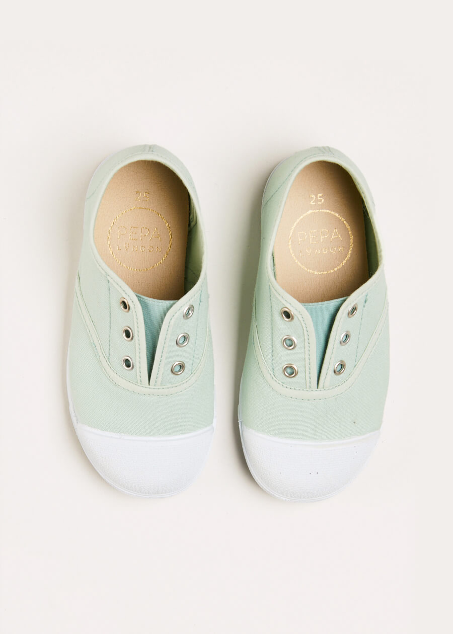 Canvas Plimsolls in Green (20-34EU) Shoes  from Pepa London