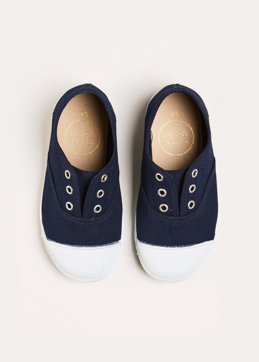 Canvas Plimsolls Plimsols in Navy | Pepa London