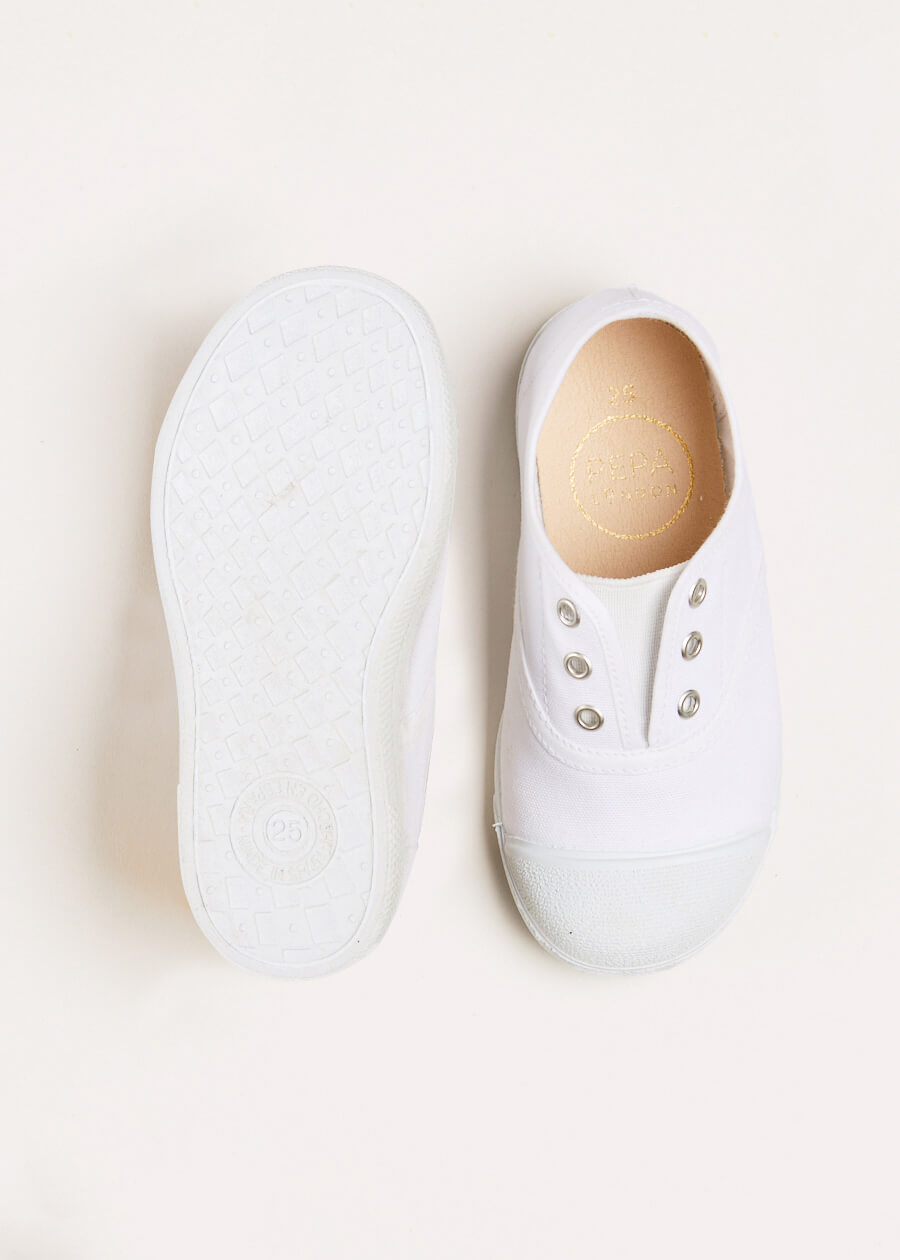 Canvas Plimsolls in White (20-34EU) Shoes  from Pepa London