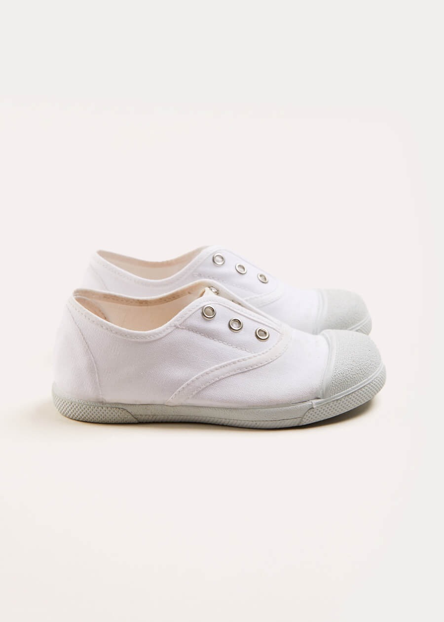 Canvas Plimsolls in White (20-34EU) Shoes  from Pepa London