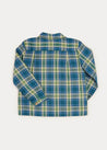 Checked Polo Collar Long Sleeve Shirt In Blue (4-10yrs) SHIRTS  from Pepa London