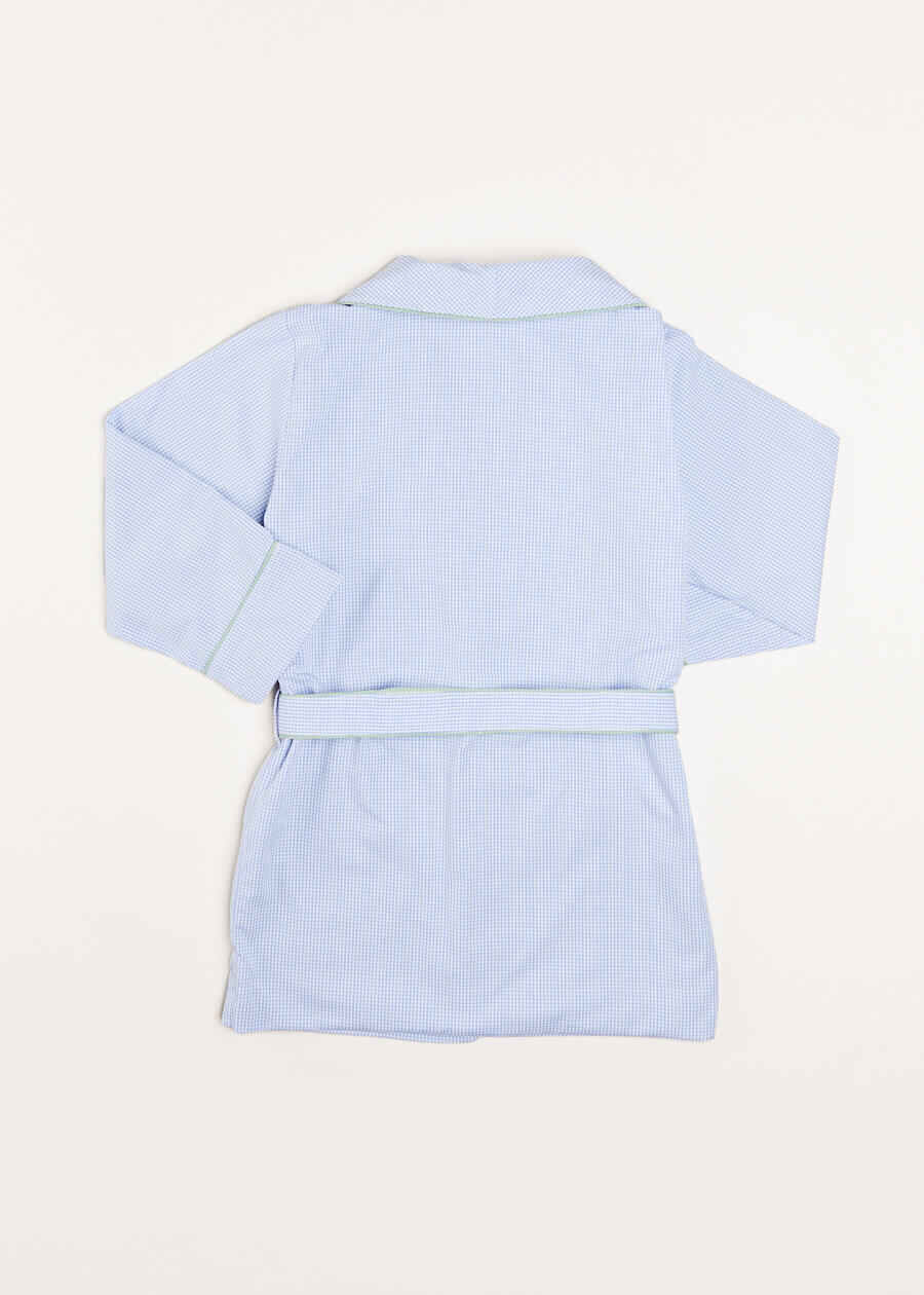 Gingham Contrast Piping Dressing Gown in Blue (2-10yrs) Nightwear  from Pepa London