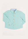 Gingham Polo Collar Long Sleeve Shirt in Green (3-10yrs) Shirts  from Pepa London
