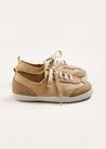 Lace Up Plimsoll Sneakers in Taupe (24-34EU) Shoes  from Pepa London