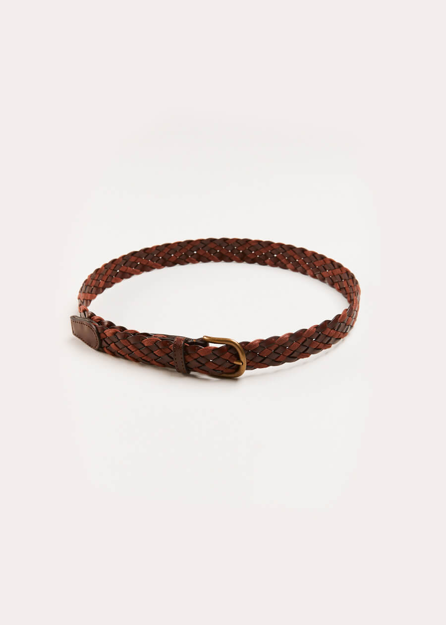 Leather Braided Belt in Brown (XS-S) Belts & Braces  from Pepa London