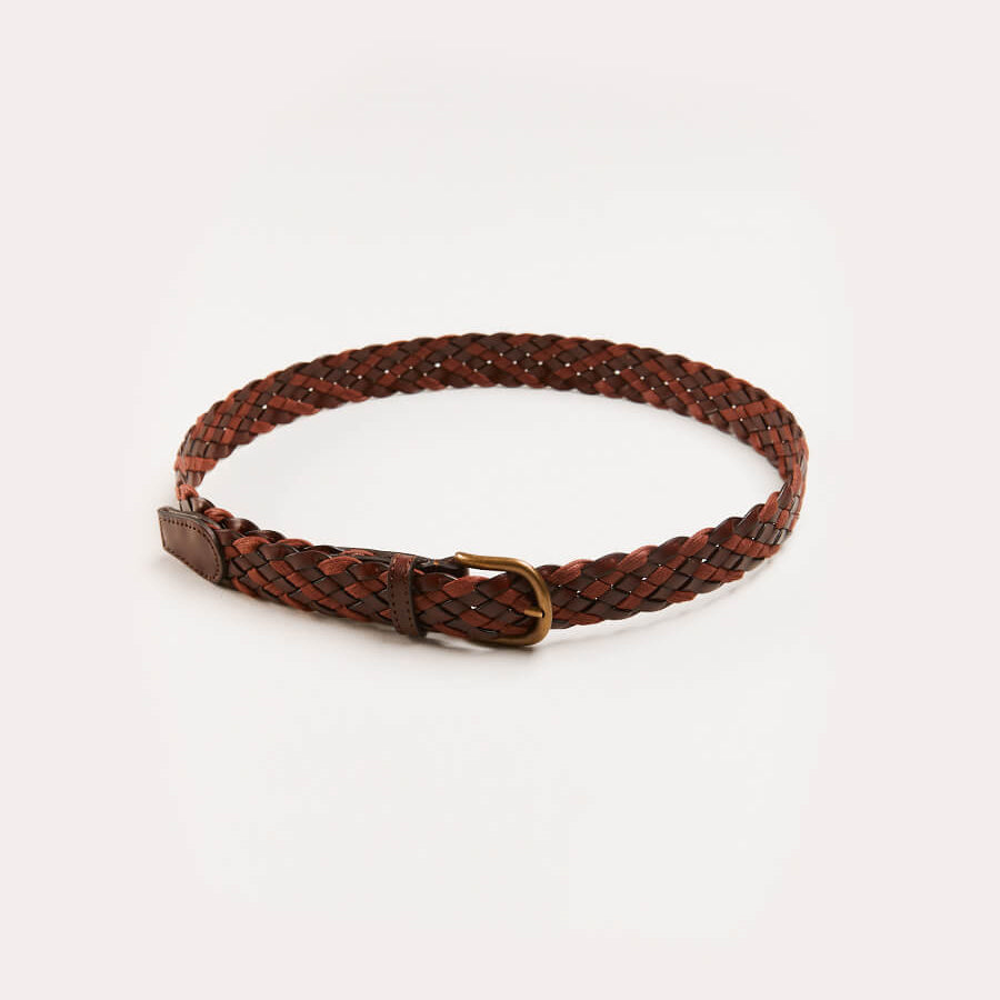 Leather Braided Belt in Brown (XS-S) Belts & Braces  from Pepa London
