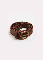 Leather Braided Belt in Brown (XS-S) Belts & Braces  from Pepa London
