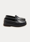 Leather Moccasins In Navy (25-34EU) SHOES  from Pepa London