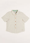 Light Striped Linen Short Sleeve Shirt in Beige (3-10yrs) Shirts  from Pepa London
