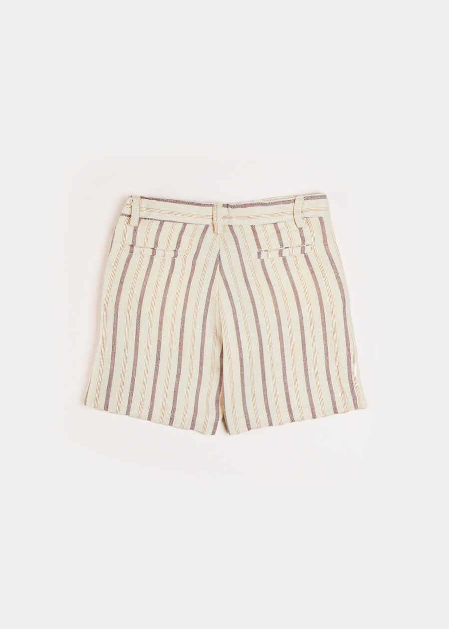 Light Striped Linen Shorts in Beige (4-10yrs) Shorts  from Pepa London
