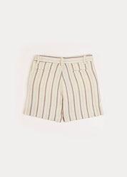 Light Striped Linen Shorts in Beige (4-10yrs) Shorts  from Pepa London