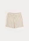 Light Striped Linen Shorts in Beige (4-10yrs) Shorts  from Pepa London