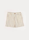 Light Striped Linen Shorts in Beige (4-10yrs) Shorts  from Pepa London