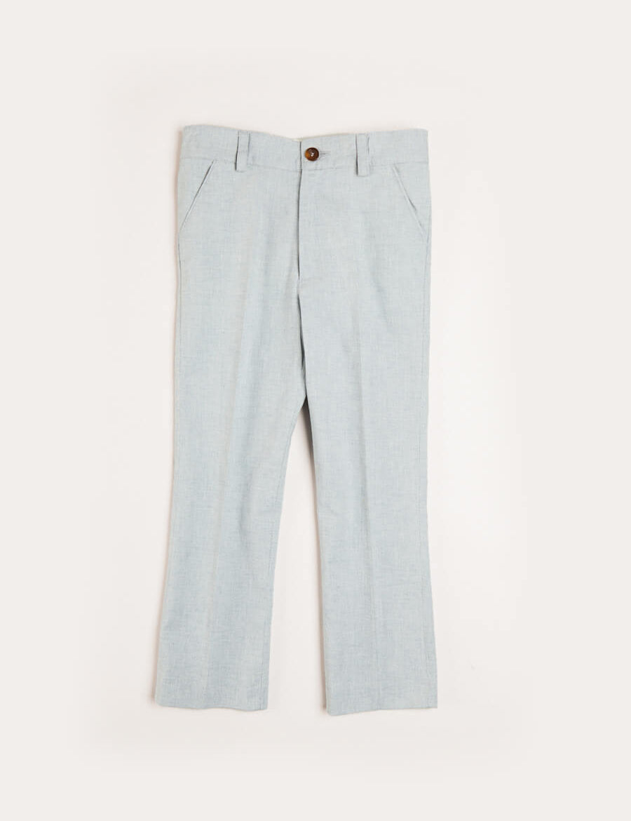 Plain Light Linen Suit Trousers in Blue (4-10yrs) Trousers  from Pepa London