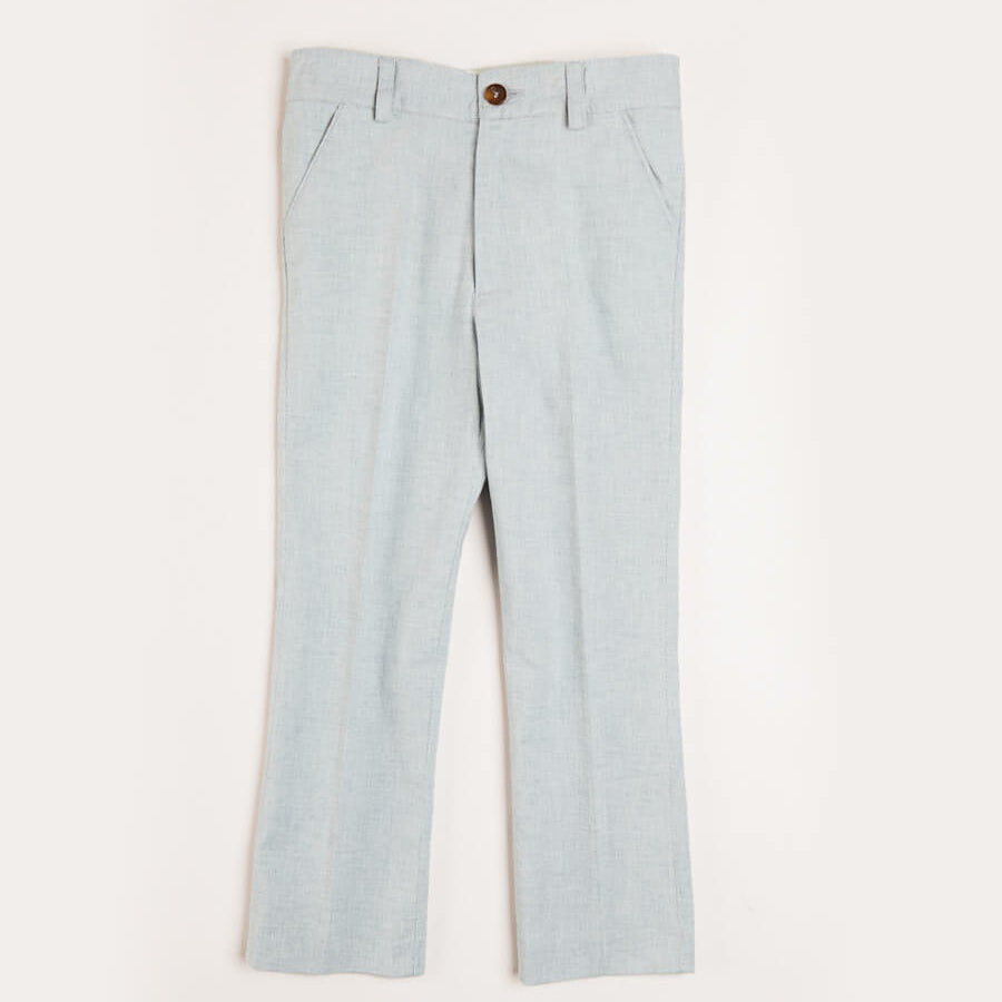 Plain Light Linen Suit Trousers in Blue (4-10yrs) Trousers  from Pepa London
