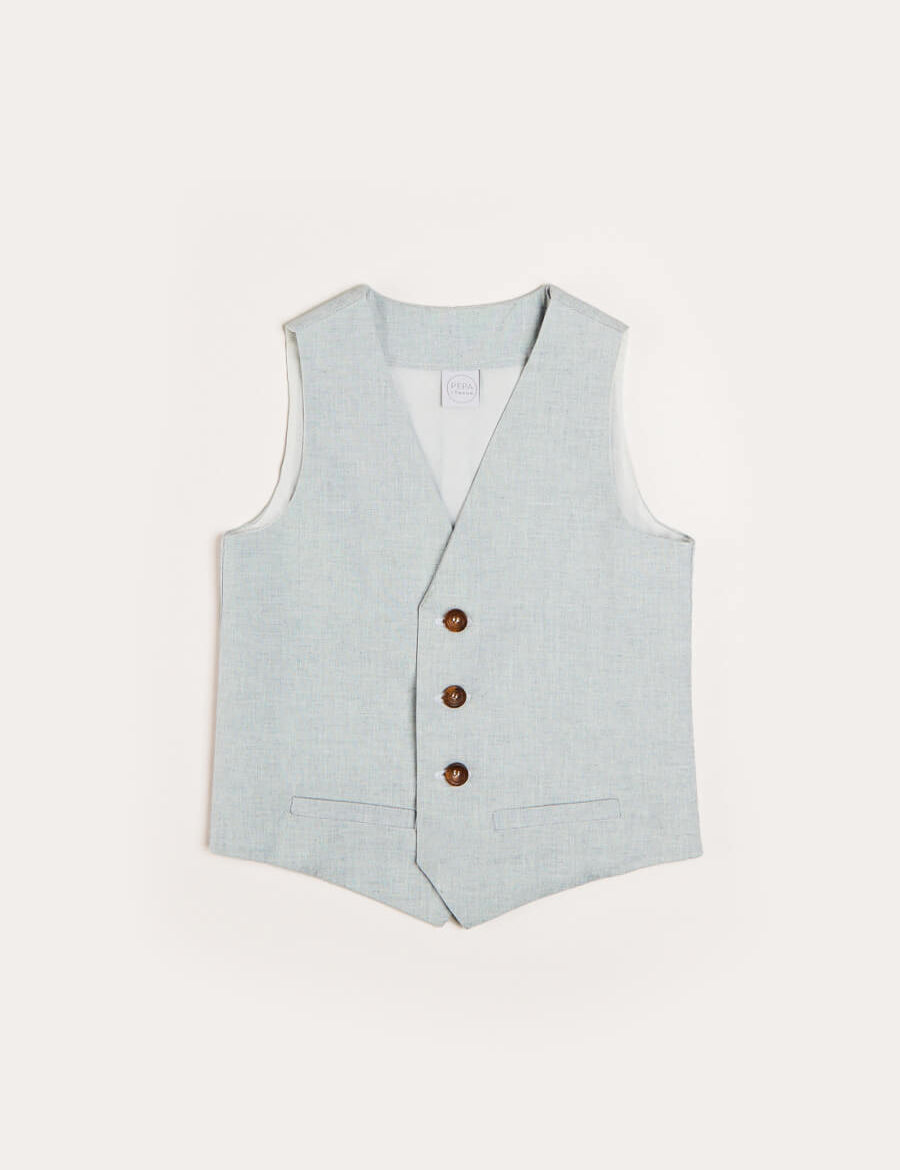 Plain Light Linen Vest in Blue (4-10yrs) Coats  from Pepa London