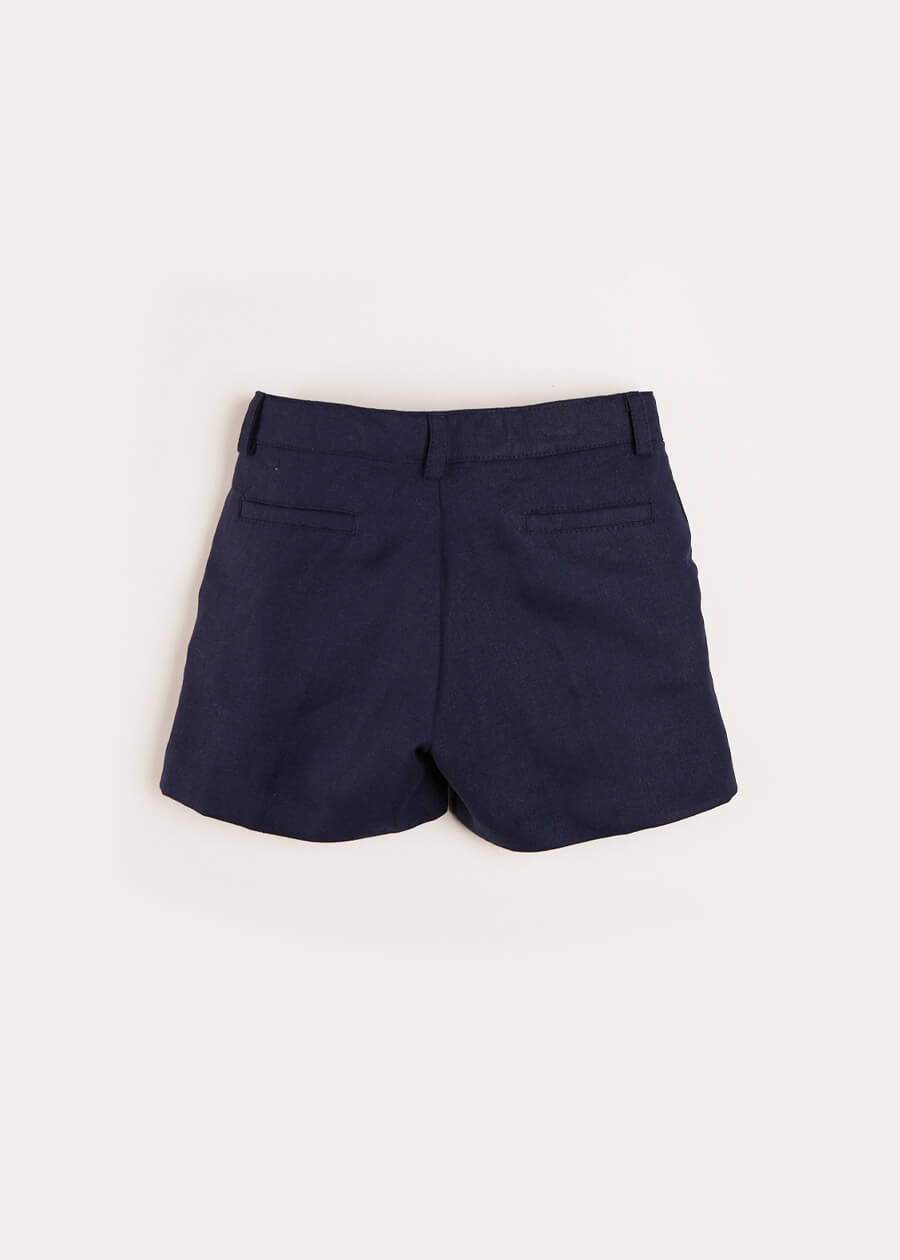Plain Linen Shorts in Navy (4-10yrs) Shorts  from Pepa London