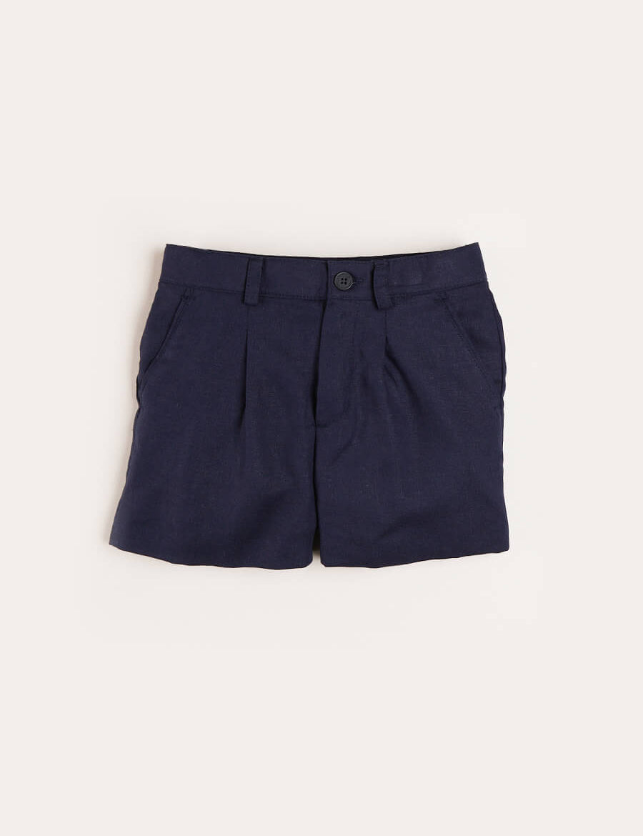 Plain Linen Shorts in Navy (4-10yrs) Shorts  from Pepa London