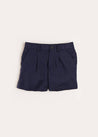 Plain Linen Shorts in Navy (4-10yrs) Shorts  from Pepa London