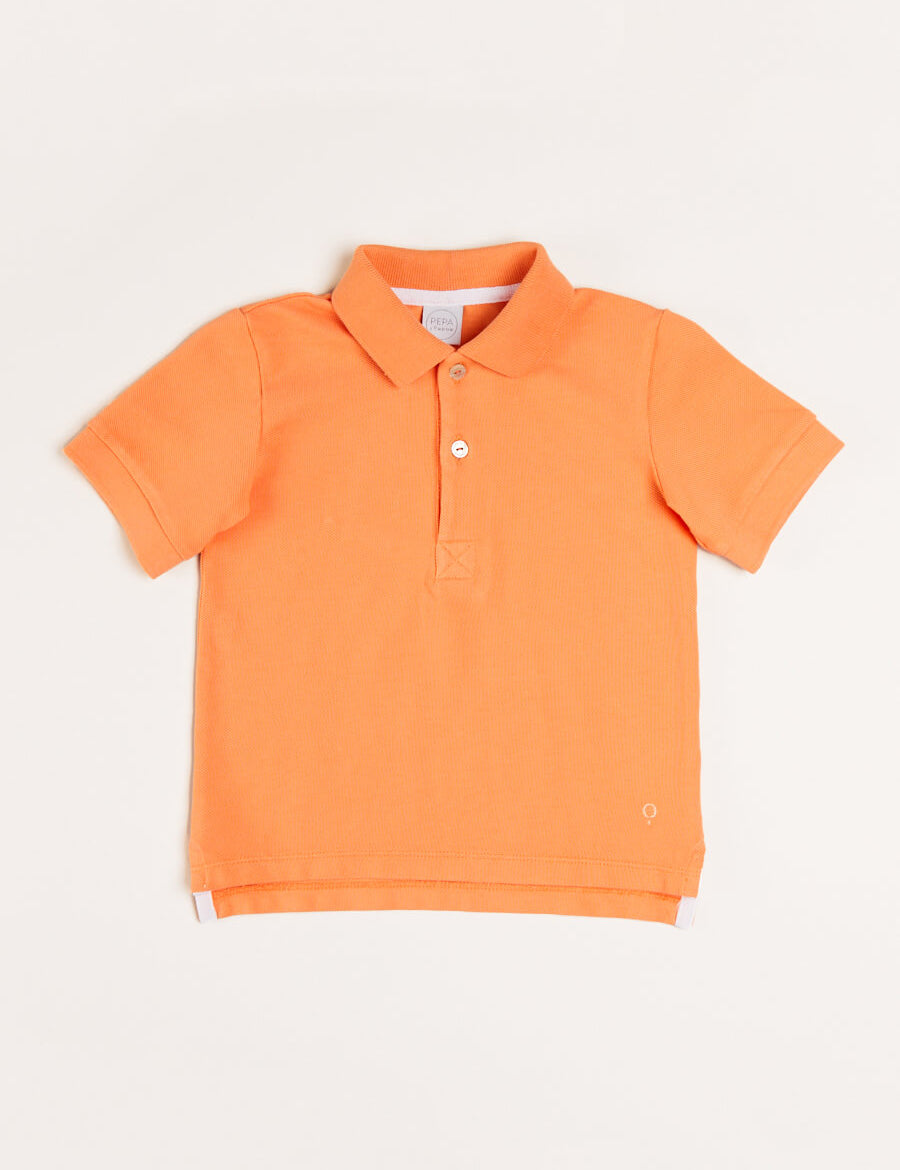 Plain Short Sleeve Polo Top in Tangerine (2-10yrs) Tops & Bodysuits from Pepa London