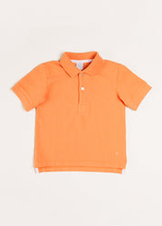 Plain Short Sleeve Polo Top in Tangerine (2-10yrs) Tops & Bodysuits from Pepa London