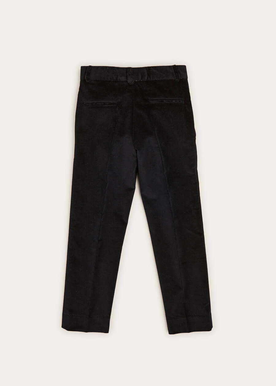 Smart Velvet Trousers In Black (4-10yrs) TROUSERS  from Pepa London