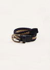 Striped Leather Braided Belt in Blue (XS-S) Belts & Braces  from Pepa London