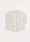 Striped Polo Collar Long Sleeve Shirt in Red (4-10yrs) Shirts  from Pepa London