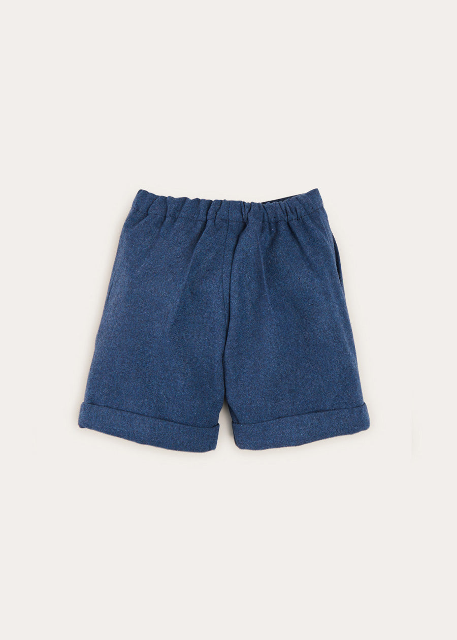 Wool Plain Shorts With Turn Ups In Blue (18mths-4yrs) SHORTS from Pepa London