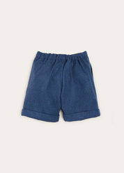 Wool Plain Shorts With Turn Ups In Blue (18mths-4yrs) SHORTS from Pepa London