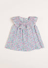 Amelia Floral Print Smock Detail Sleeveless Blouse in Pink (3-10yrs) Blouses  from Pepa London