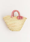 Annie Floral Print Bow Detail Straw Bag in Pink (S-M) Accessories  from Pepa London