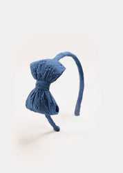 Broderie Anglaise Medium Bow Headband in Blue Hair Accessories  from Pepa London