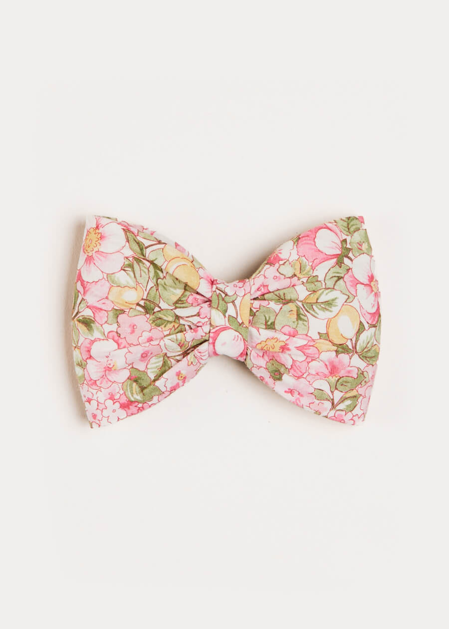 Eloise Floral Print Medium Bow Clip in Pink Hair Accessories  from Pepa London