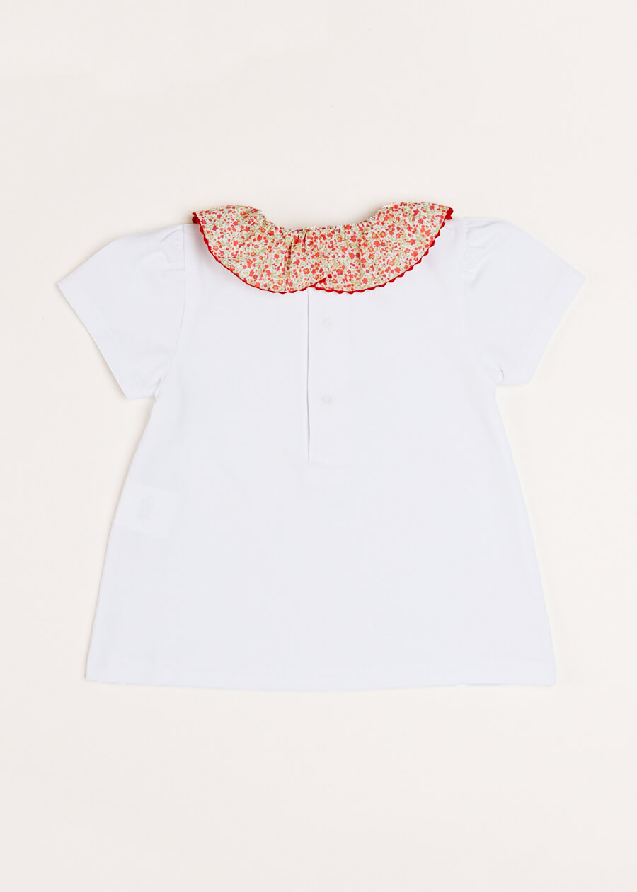 Emma Floral Print Short Sleeve Top in Red (2-10yrs) Tops & Bodysuits  from Pepa London
