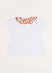 Emma Floral Print Short Sleeve Top in Red (2-10yrs) Tops & Bodysuits  from Pepa London
