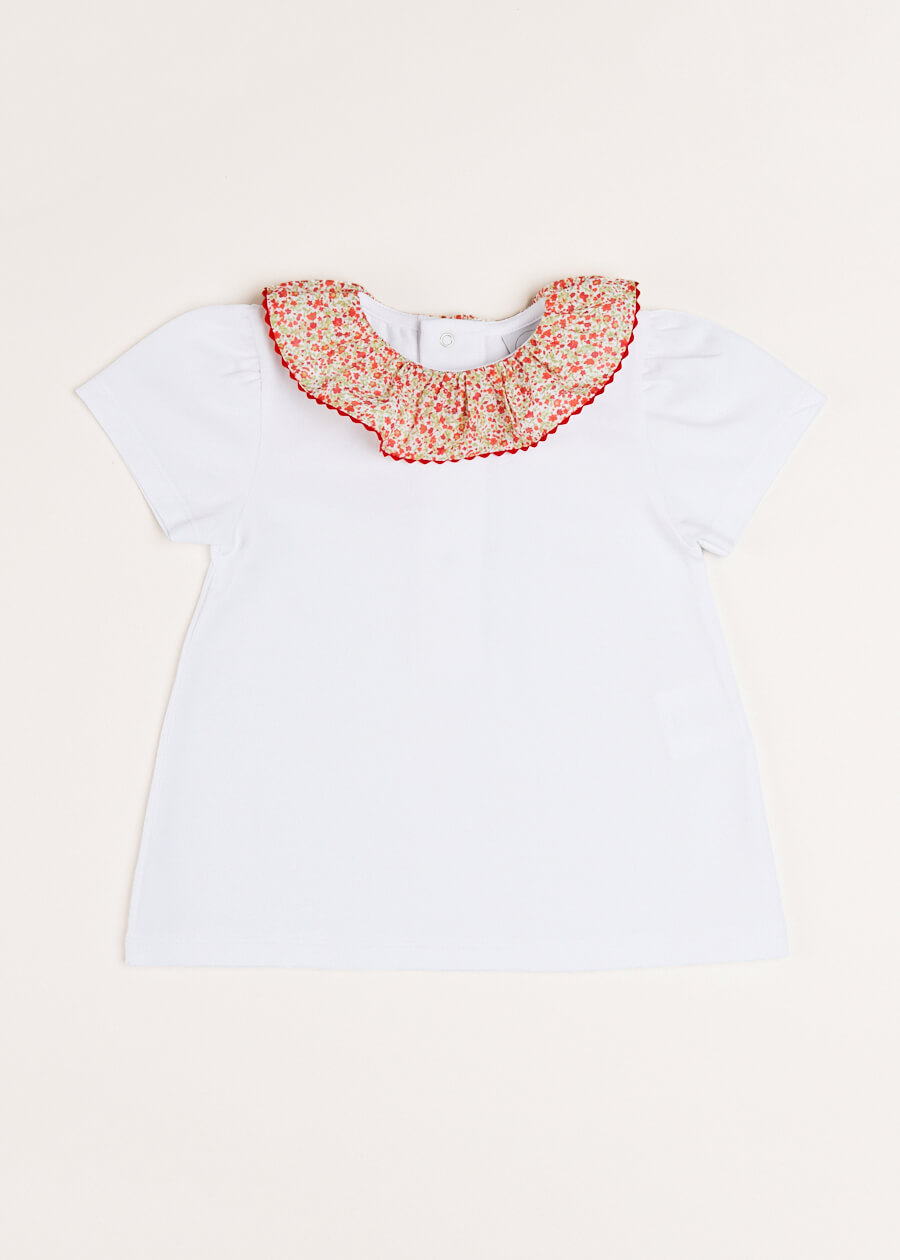 Emma Floral Print Short Sleeve Top in Red (2-10yrs) Tops & Bodysuits  from Pepa London