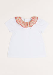 Emma Floral Print Short Sleeve Top in Red (2-10yrs) Tops & Bodysuits  from Pepa London