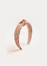 Emma Floral Print Knot Headband in Red Hair Accessories  from Pepa London