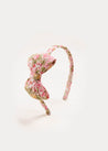 Eloise Floral Medium Bow Headband in Pink Hair Accessories  from Pepa London
