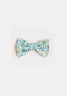Avery Floral Print Small Bow Clip in Green Hair Accessories  from Pepa London