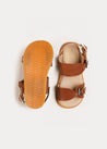 Leather Buckle Detail Sandals in Camel (24-34EU) Shoes  from Pepa London
