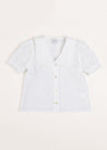 Broderie Anglaise Statement Collar Short Sleeve Blouse in White (4-10yrs) Blouses  from Pepa London