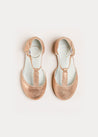Metallic Scallop Detail Charlotte Shoes in Rose Gold (24-34EU) Shoes  from Pepa London