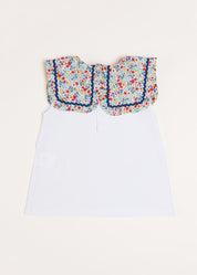 Poppy Floral Print Bib Collar Sleeveless Top in Red (2-10yrs) Tops & Bodysuits  from Pepa London