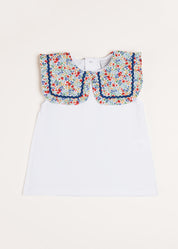 Poppy Floral Print Bib Collar Sleeveless Top in Red (2-10yrs) Tops & Bodysuits  from Pepa London