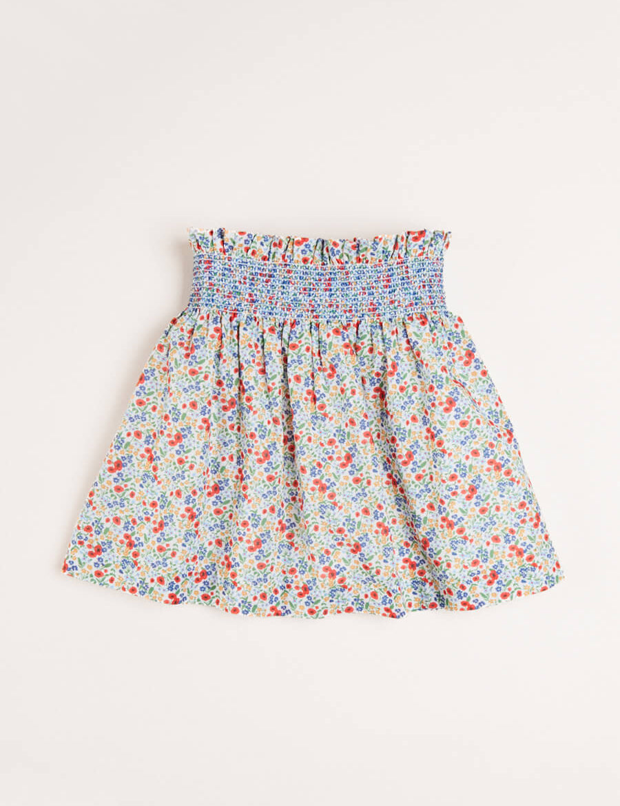 Poppy Floral Print Skirt With Smocked Waistband (3-10yrs) Skirts  from Pepa London
